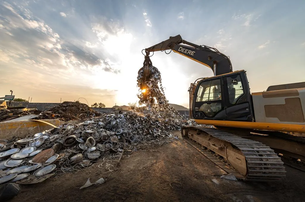 Grapple excavator at the FDN yard
